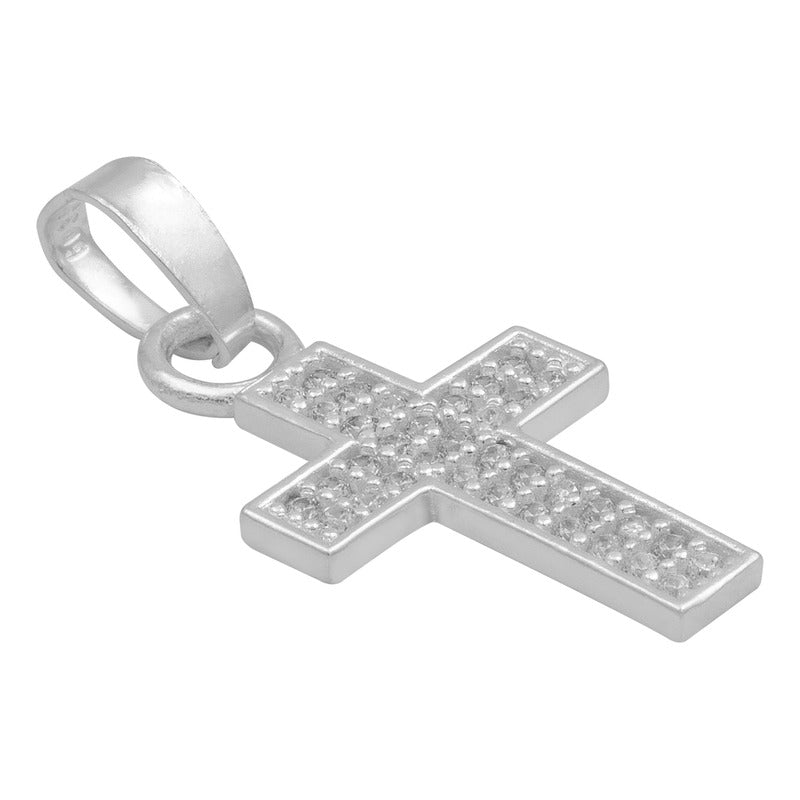 Dije Cruz Zirconias Bautizo Mujer Regalo Plata 925 2.4 Cm