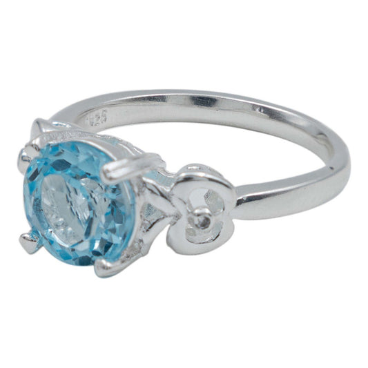 Anillo Promesa Compromis Plata Fina 925 Topacio Certificado Azul 5.5