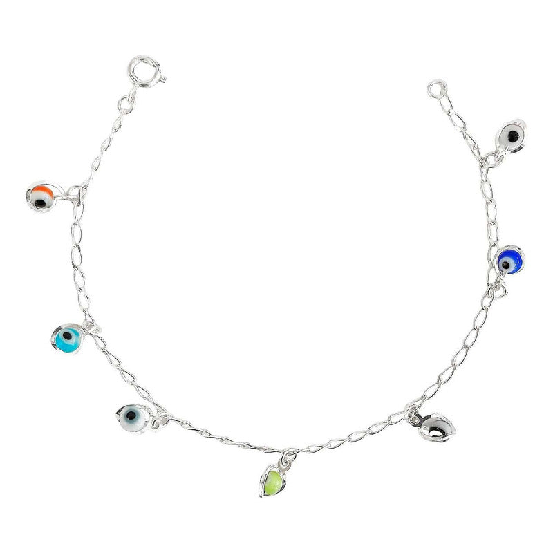 Pulsera Ojo Turco Suerte Colores Regalo Mujer Plata Ley 925