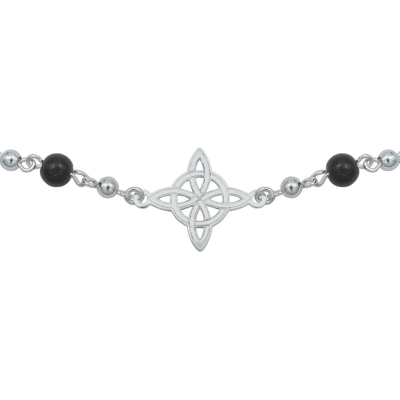 Pulsera Ajustable Nudo De Bruja Laser Bolitas Plata 925