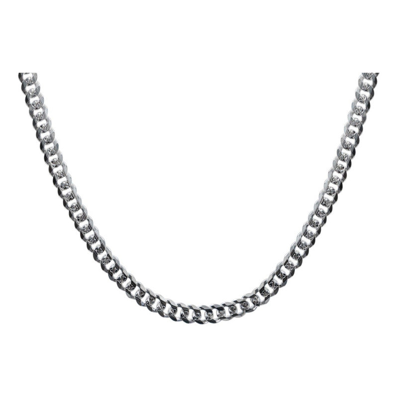 Cadena Cuba Cerrada Diamantada Hombre Plata 925 55 Cm X 5 Mm