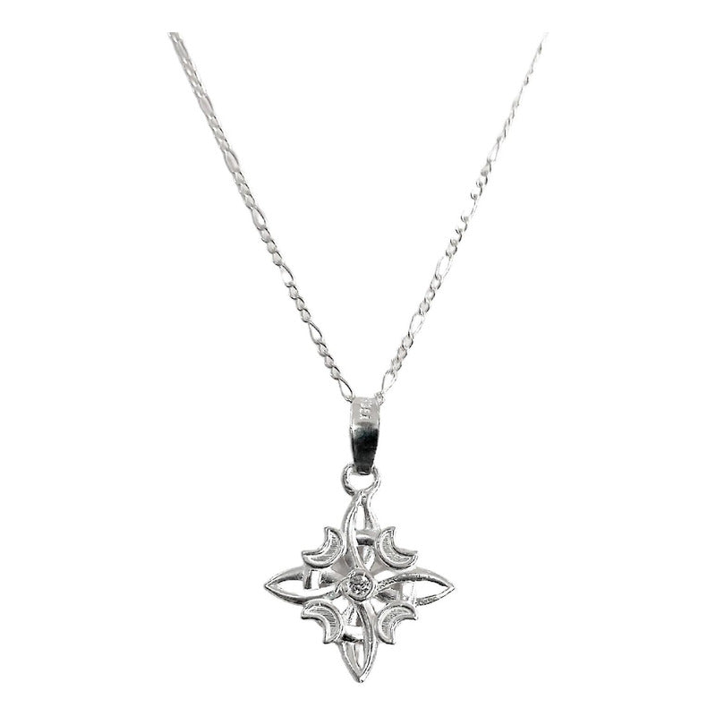 Collar Nudo De Bruja Fases Lunares Zirconia Plata 925