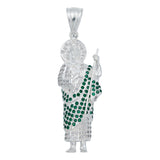 Dije Medalla San Judas Tadeo Grande Zirconias Plata Ley 925