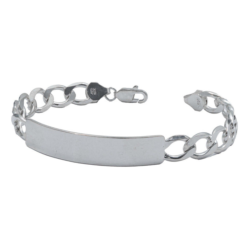 Pulsera Esclava Cubana Barbada Gruesa Hombre Plata 925 7 Mm