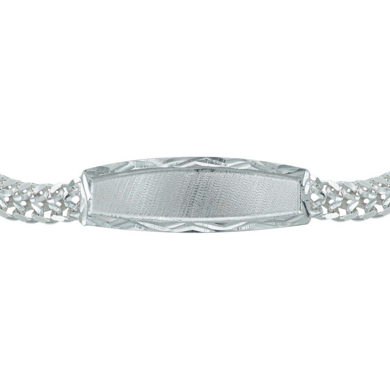 Esclava Doble Cubana Placa Diamantada Hombre Plata 925