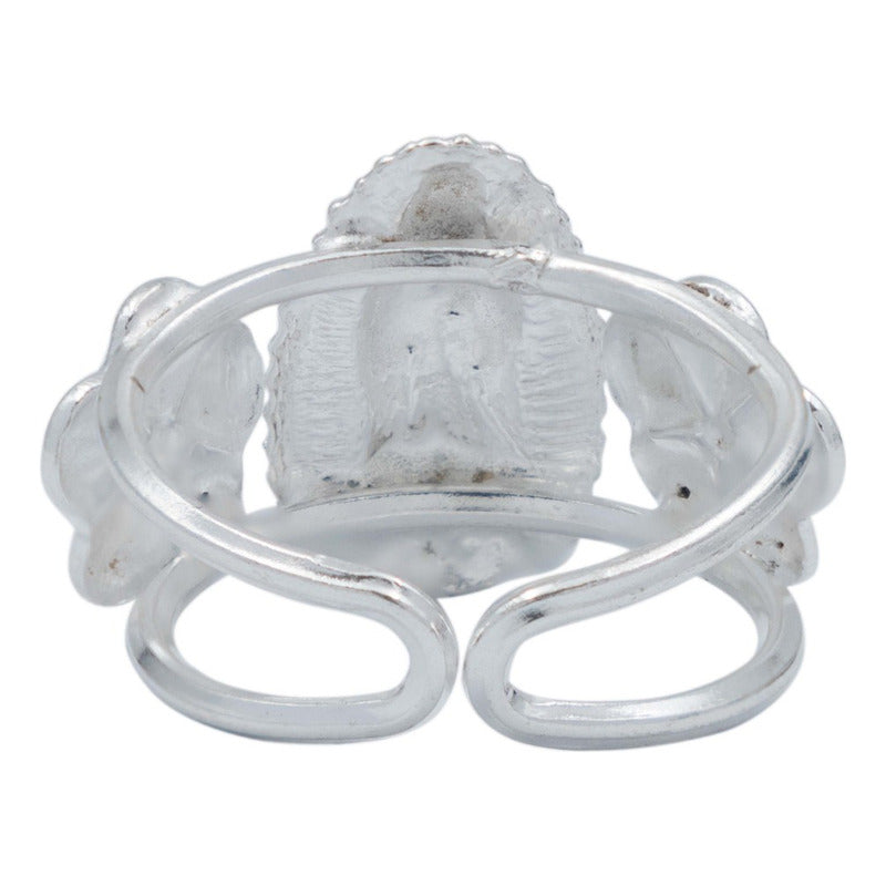 Anillo Ajustable Virgen De Guadalupe Flores Plata 925 - Plateado - Ajustable