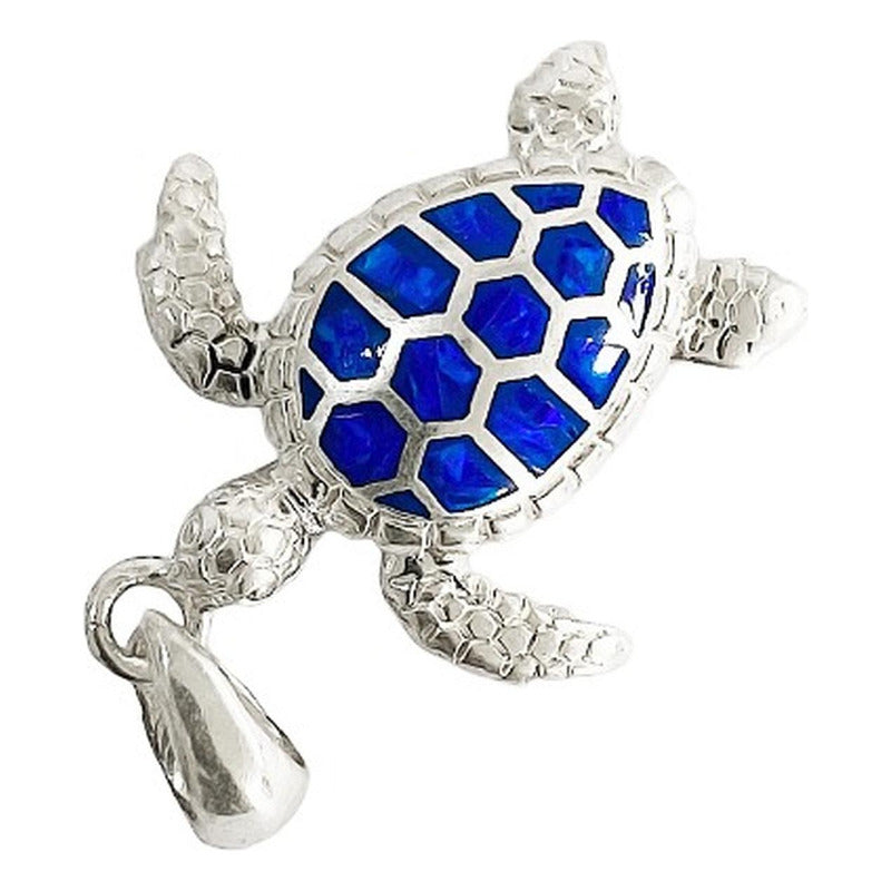 Dije Tortuga Con Piedra Natural Tallada De Plata Solida 925