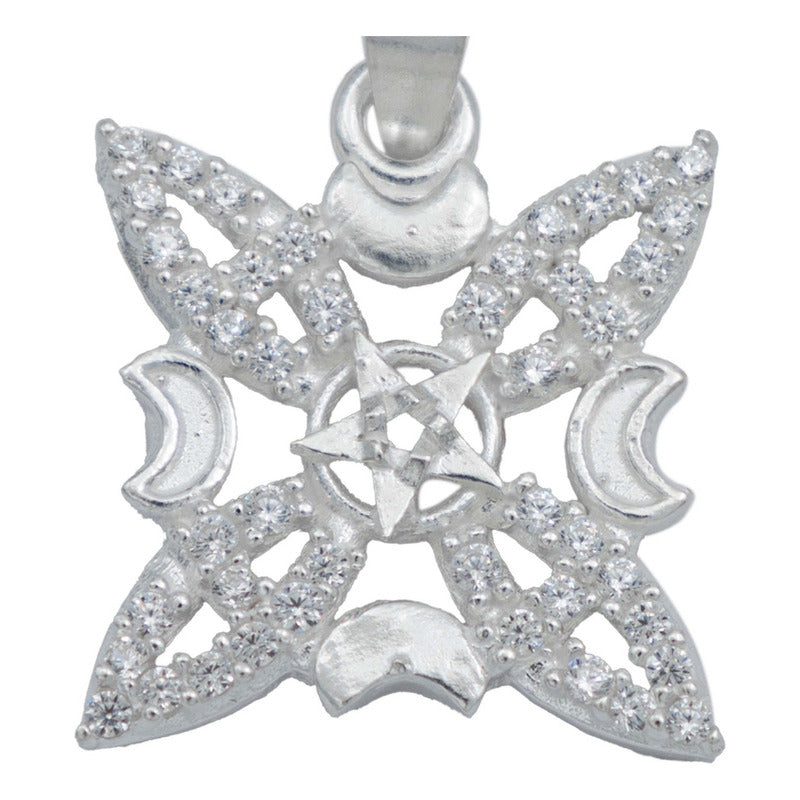 Dije Nudo Bruja Fases Lunares Estrella Cadena Plata 925