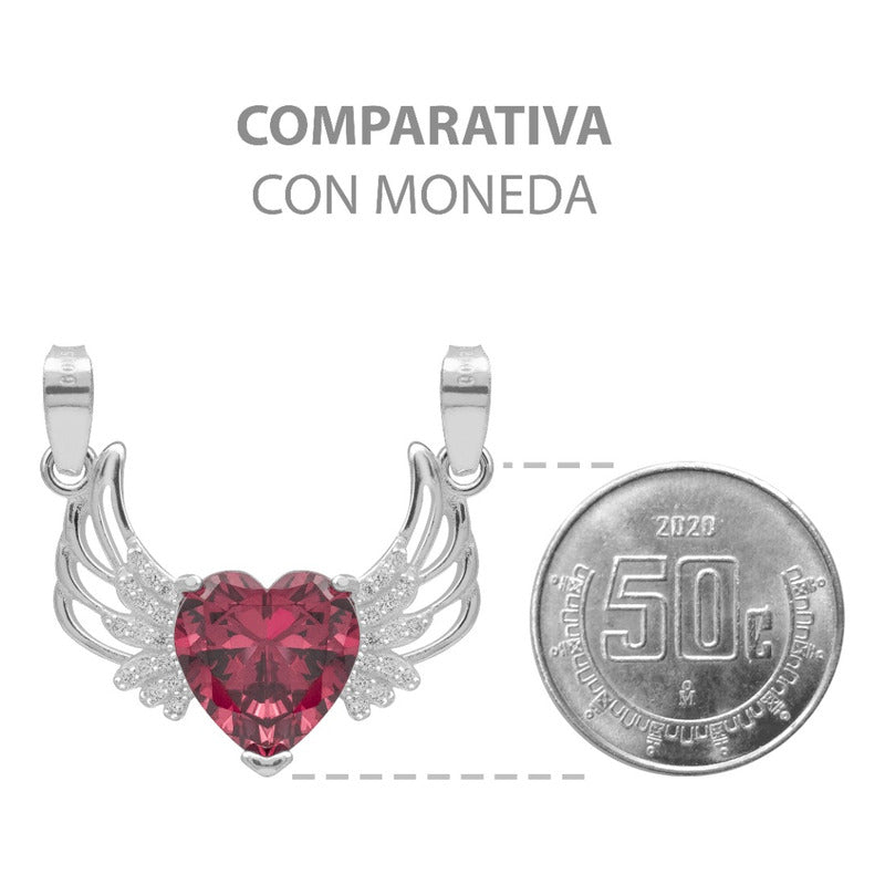 Dije Corazón Alas Zirconias Amor Mujer Mamá Regalo Plata 925
