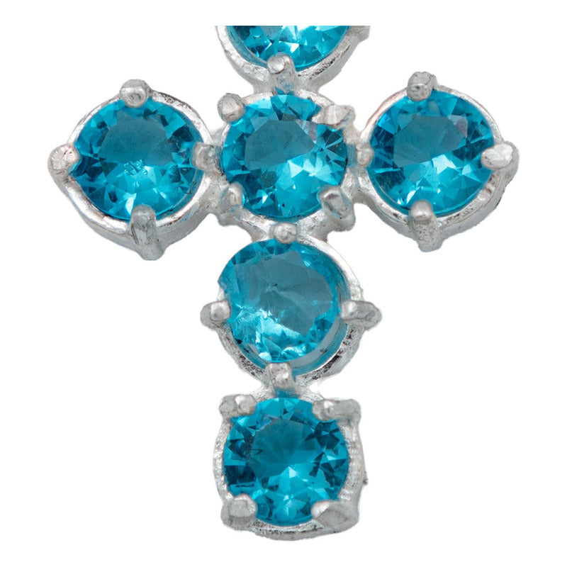 Dije Cruz Catolica De Zirconias Mediano Mujer Plata 925