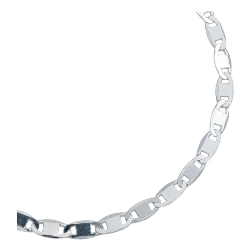 Pulsera Marinera Lisa Espejo Hombre Mujer Plata 925 4 Mm