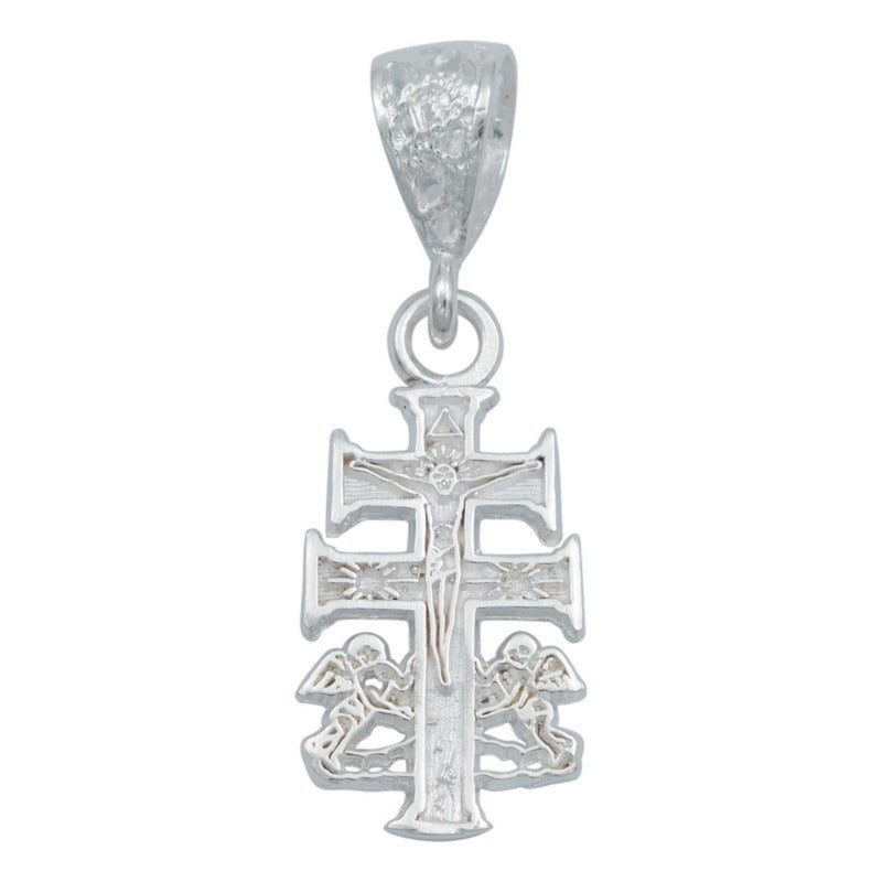 Dije Cruz Caravaca Chica Cristo Angel Hombre Mujer Platas925 Plateado