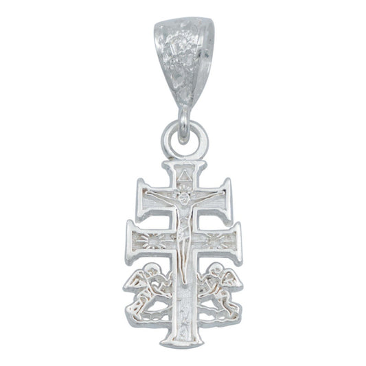Dije Cruz Caravaca Chica Cristo Angel Hombre Mujer Platas925 Plateado
