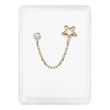 Arete Broquel Estrella Zirconia Cadena Mujer Regalo Oro 10k