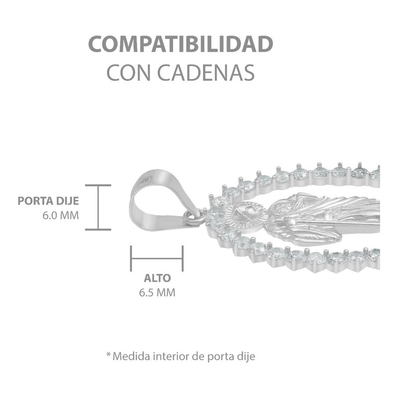 Dije San Judas Liso Borde Zirconias Hombre Plata 925 3.7 Cm