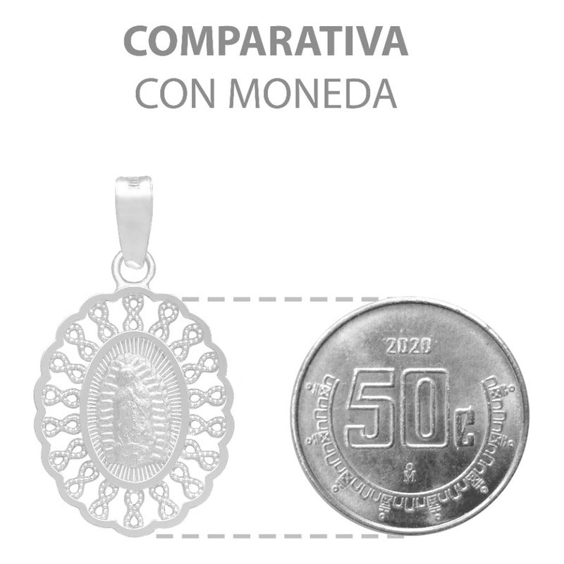Dije Medalla Virgencita Guadalupe Grecas Infinito Plata 925 Plateado