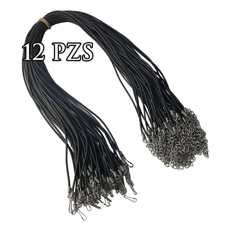 12 Piezas Collar Ajustable Cauchos Mayoreo Unisex 2mm X 50cm