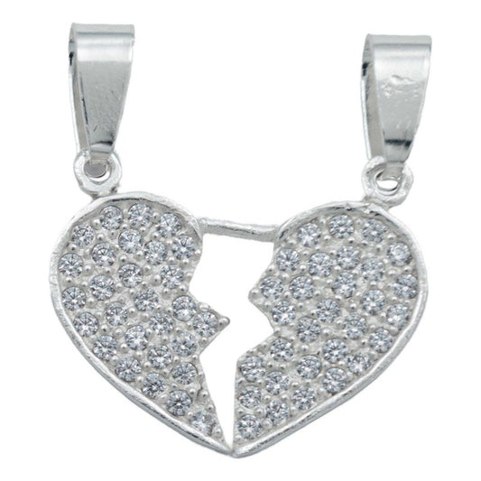 Dije Doble Corazón Amor Mujer Novios Regalo Plata 925 Blanco Alto/ancho 2.5 Cm X 2.3 Cm