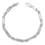 Pulsera Gruesa Torsal Figaro Hombre Plata Italy 925 5 Mm