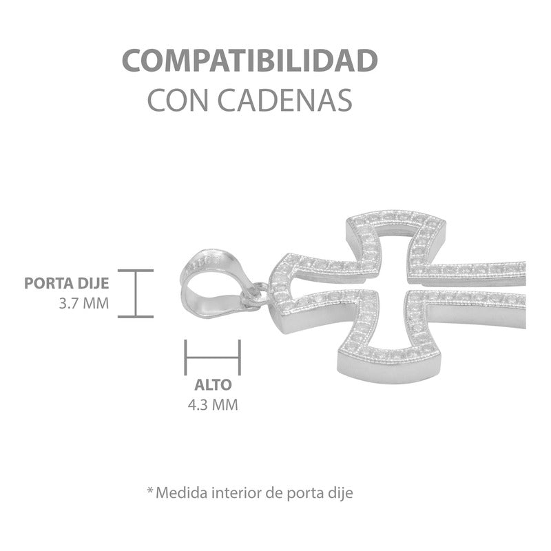 Dije Cruz Contorno Zirconias Hombre Mujer Regalo Plata 925