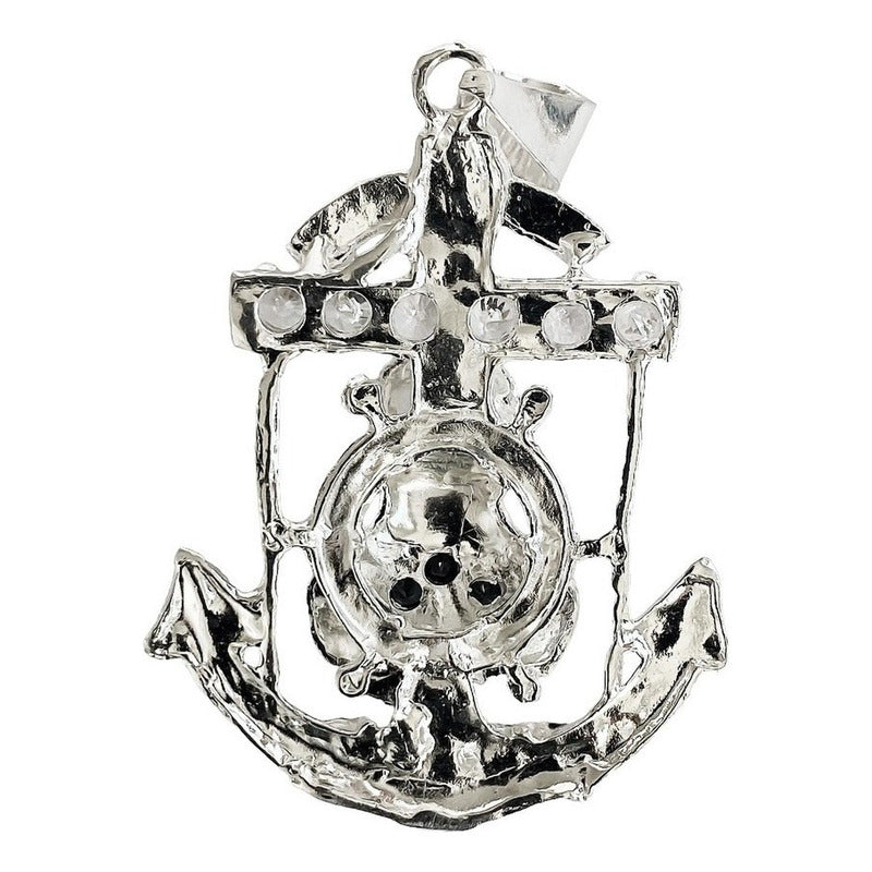 Dije Grande Jesús Malverde Ancla Zirconias Plata Solida 925