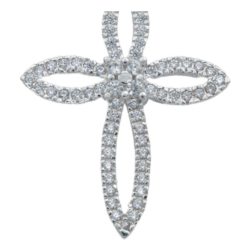 Dije Cruz Redonda Zirconia Hombre Mujer Plata 925 4.1 Cm