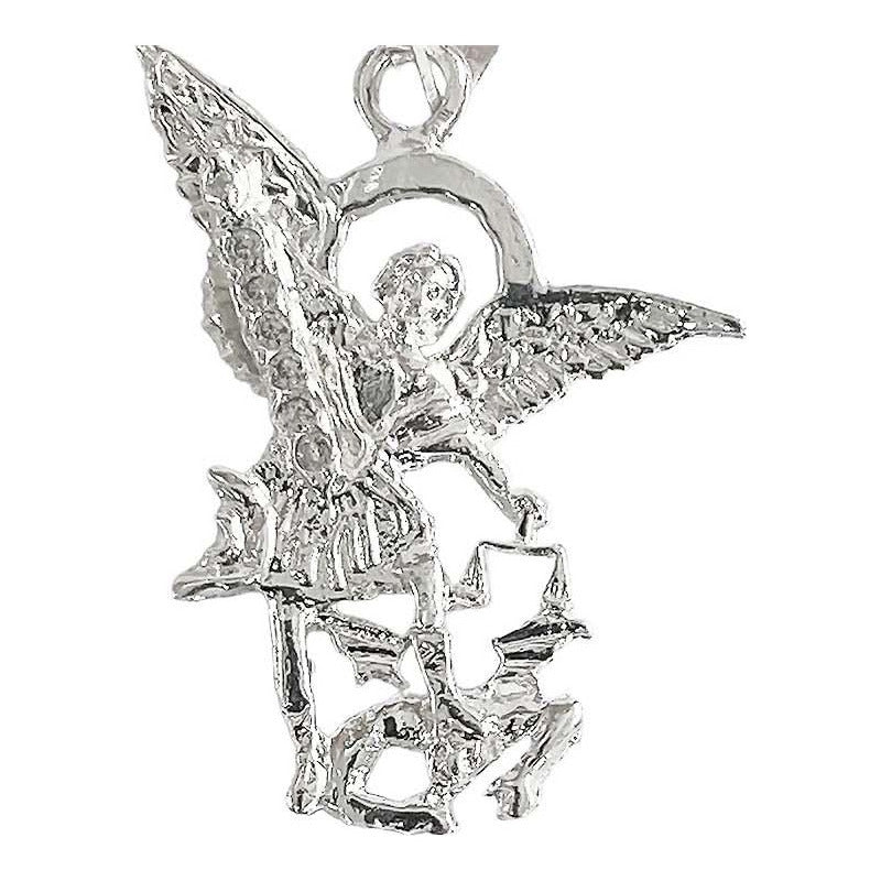 Dijes San Miguel Arcangel Con Zirconias Plata Solida 925
