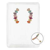 Arete Broquel Lambada Grande 7 Zirconias Marquise Oro 10k