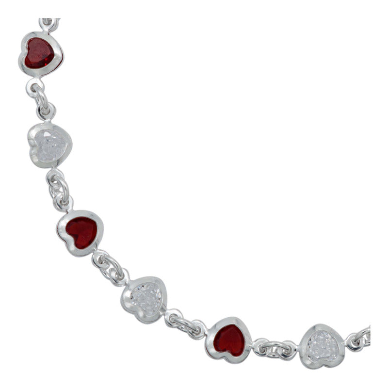 Pulsera Corazones Zirconias Amor Mujer Regalo Plata 925