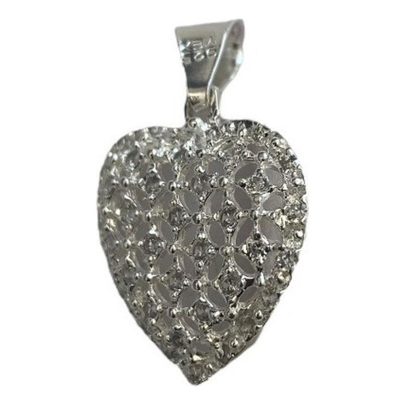 Dije Corazón Amor Amistad Zirconias Mediano En Plata 925