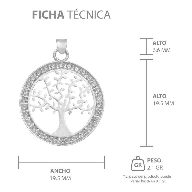 Dije Medalla Árbol De Vida Zirconias Mujer Regalo Plata 925 Blanco