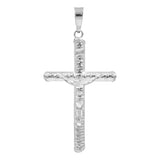 Dije Cruz Tubular Cristo Diamantado Arenado Plata 925 5 Cm Plateado