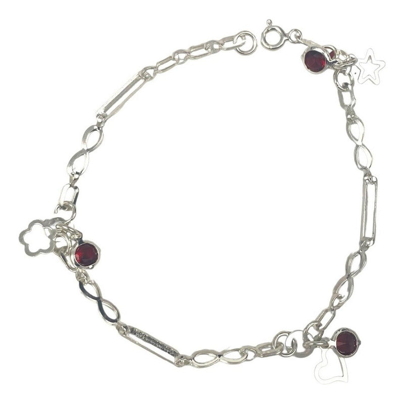 Pulsera Ajustable Corazon Amor Infinito Estrella Plata 925
