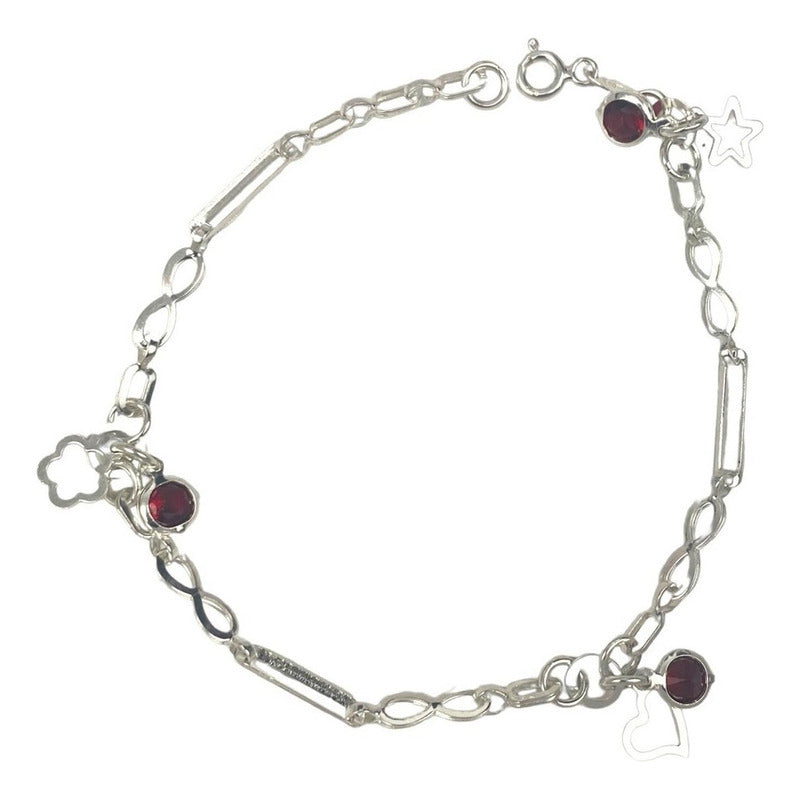 Pulsera Ajustable Corazon Amor Infinito Estrella Plata 925