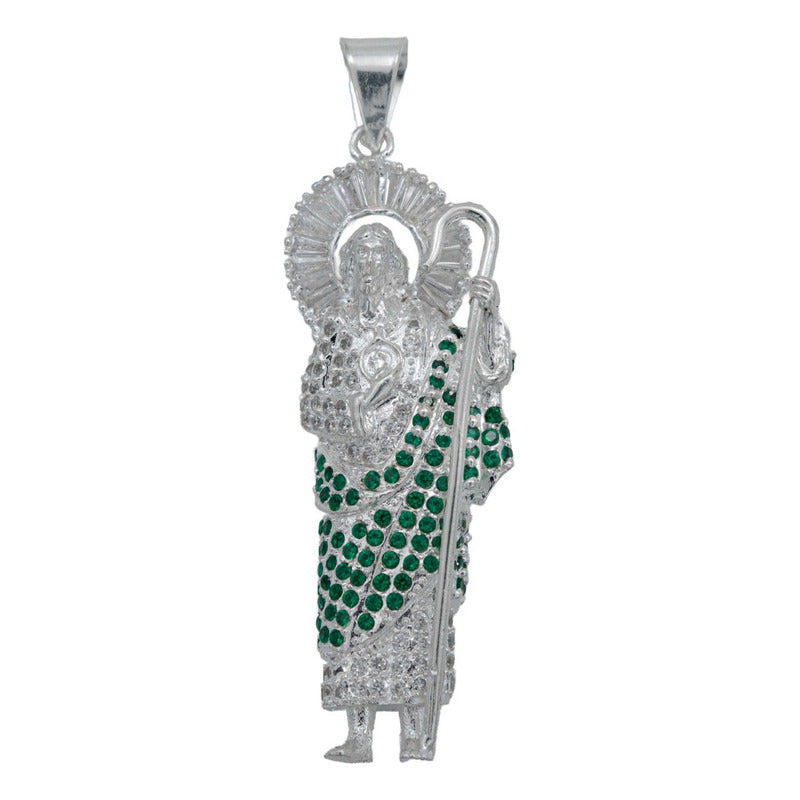 Dije Grande San Judas Zirconias Piedras Plata 925 7.5 Cm
