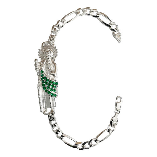 Esclava Fígaro 3x1 San Judas Corona Zirconias Plata Ley 925