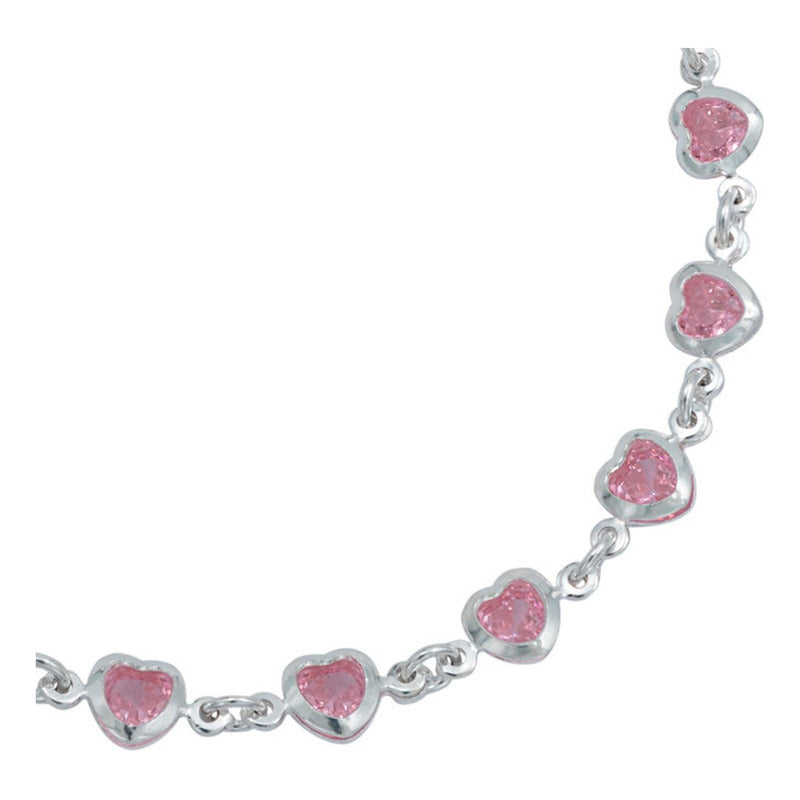 Pulsera Corazones Zirconias Amor Mujer Regalo Plata 925