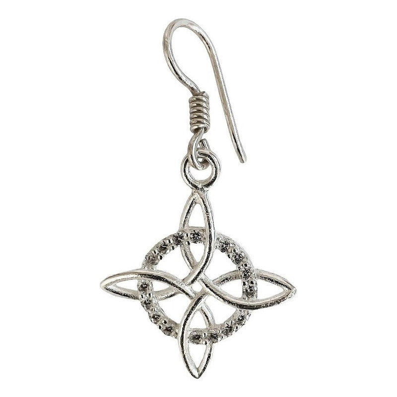 Aretes De Gancho Nudo De Bruja Zirconias Plata Pura Ley S925 Juego Zirconias