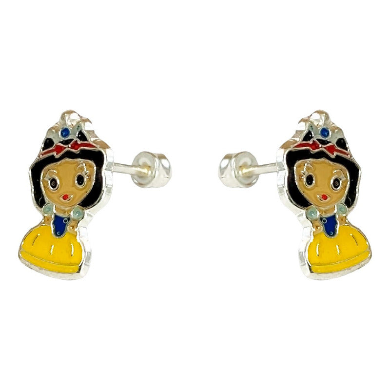 Aretes Broquel Arracadas Pendiente Princesas Plata 925