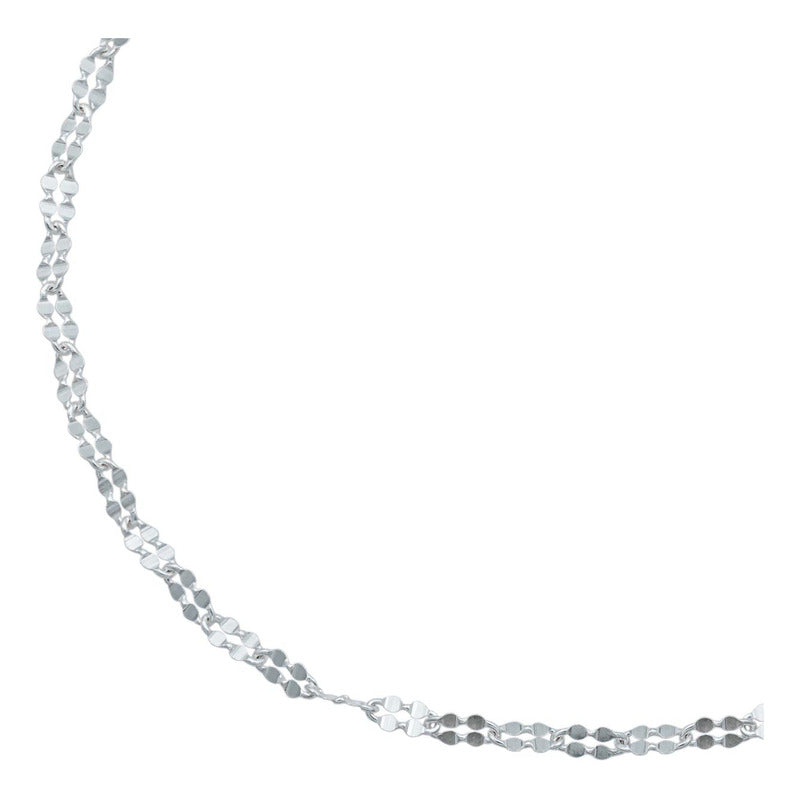 Pulsera Granito De Cafe Doble Diamantada Mujer Plata 925