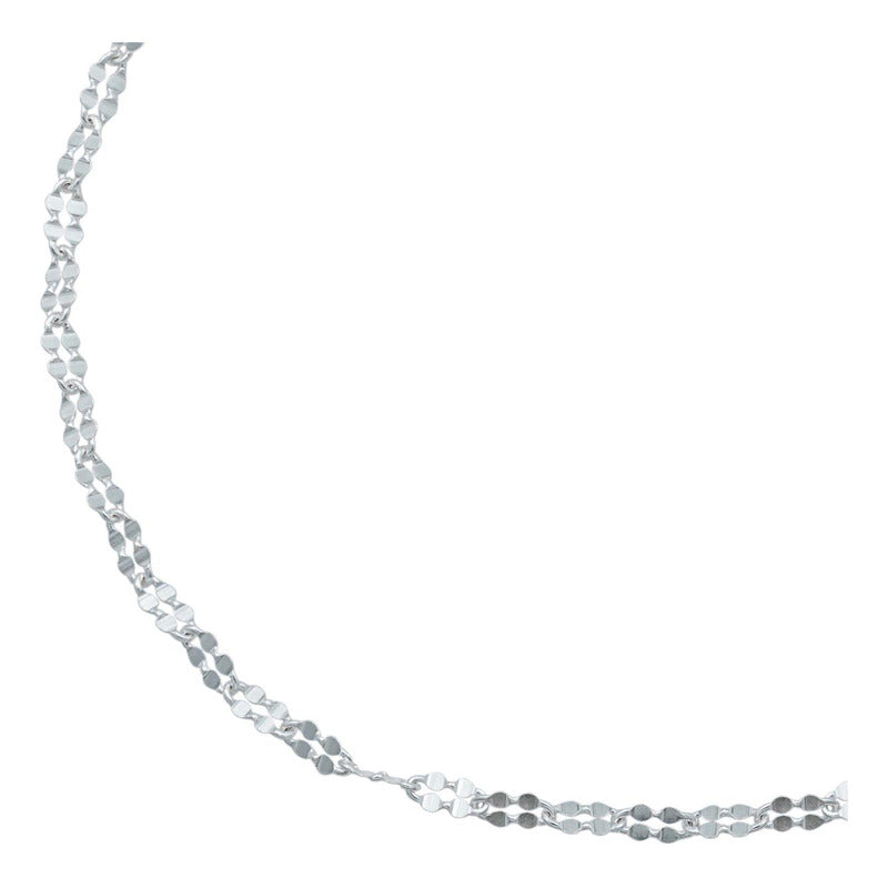Pulsera Granito De Cafe Doble Diamantada Mujer Plata 925