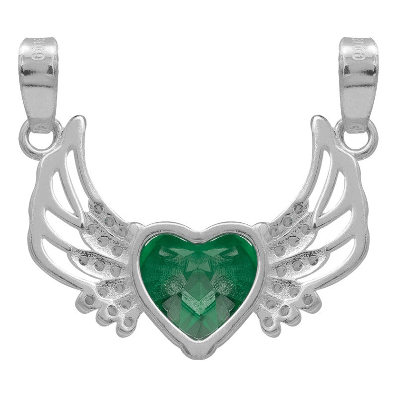 Dije Corazón Alas Zirconias Amor Mujer Mamá Regalo Plata 925