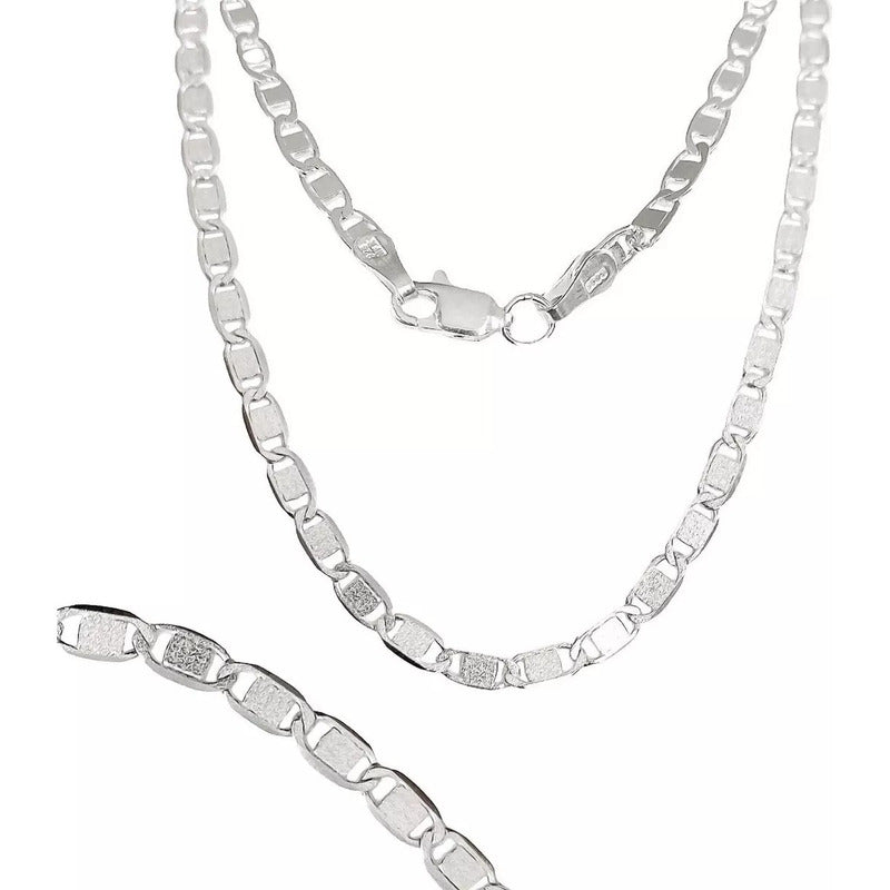 Cadena De Plata Ley .925 Marinera Unisex Lisa 50 Cm X 4 Mm