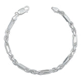 Pulsera Gruesa Torsal Figaro Hombre Plata Italy 925 4 Mm