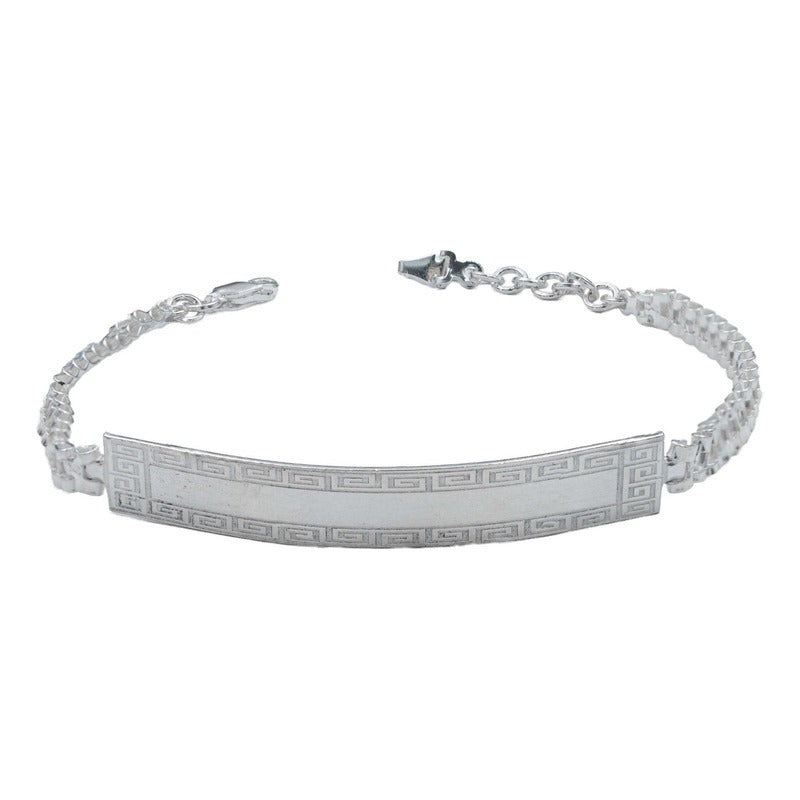 Pulsera Esclava Ajustable Placa Rolo Unisex Plata 925 5 Mm Color Plateado Diámetro 6 Cm Largo 21.5 Cm