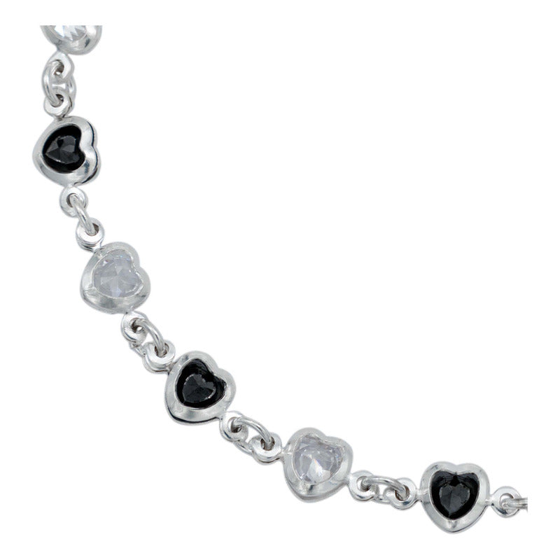 Pulsera Corazones Zirconias Amor Mujer Regalo Plata 925