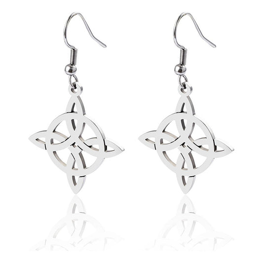 Aretes Pendientes Nudo De Bruja Mujer Gancho Amuleto Acero