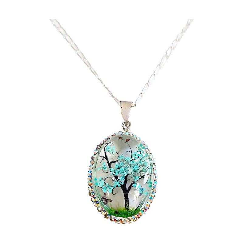 Juego Kit Arbol De La Vida Natural Encapsulado Plata 925