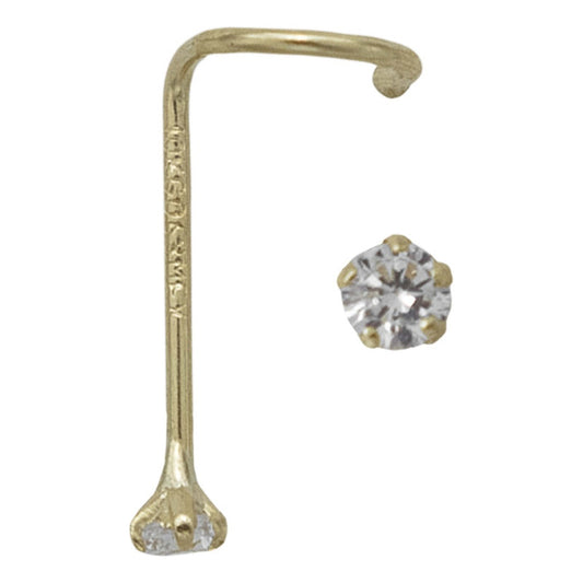Piercing Nariz Zirconia Curvo Mini Perfo 100% Oro 10k 1.5 Mm Dorado