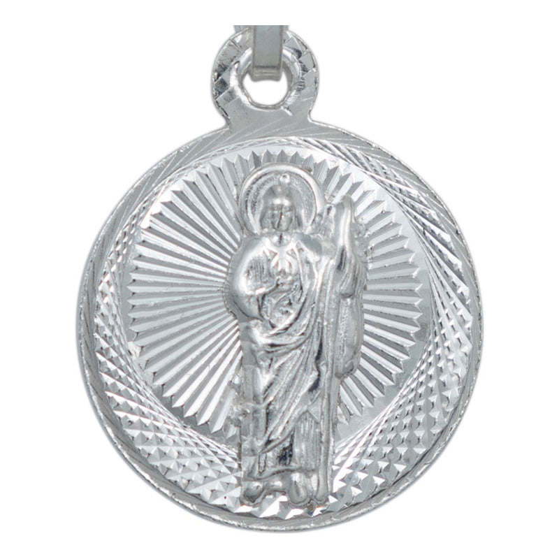 Medalla Doble Vista Diamantada San Judas Virgencita Plata925 Plateado